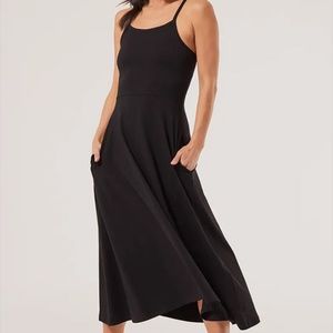 Pact Organic Cotton Fit & Flare Black Midi Dress Never Worn